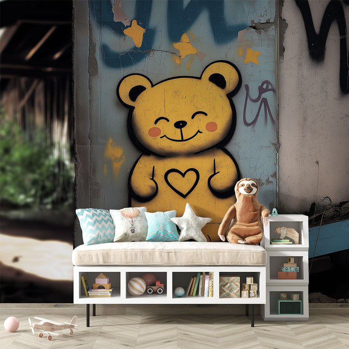 Mural Wallpaper bear | Mural Wallpaper cute colorful