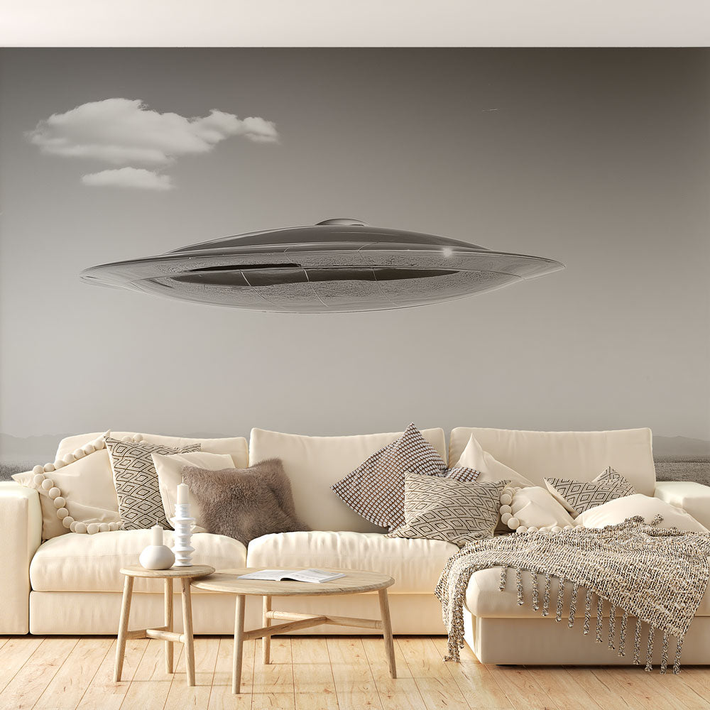 Papel de parede UFO | Nave espacial futurista em uma paisagem desértic —  WonderMural, image size:1000x1000