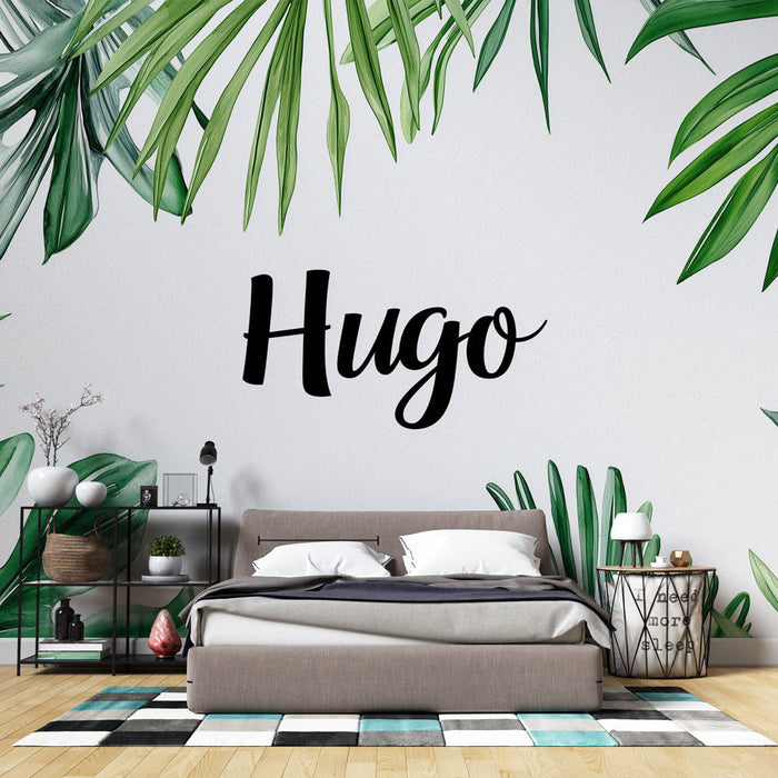 Tapet palmier | Decorațiune tropicală cu numele Hugo