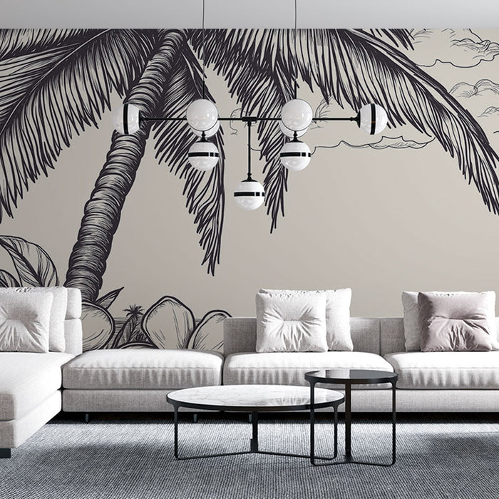 Falfestmény tapéta pálmafa | A természet által ihletett vintage dizájn
