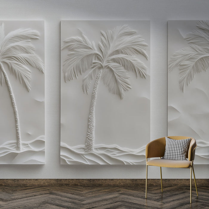 Wallpaper palm tree | Minimalist elegance with relief patterns