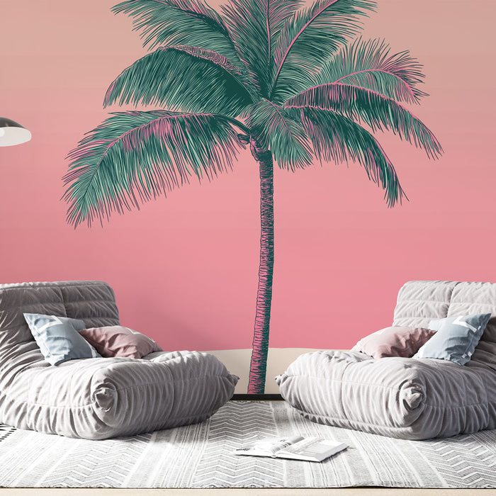 Ταπετσαρία φοίνικας | Κομψός φοίνικας σε ροζ διαβαθμισμένο φόντο