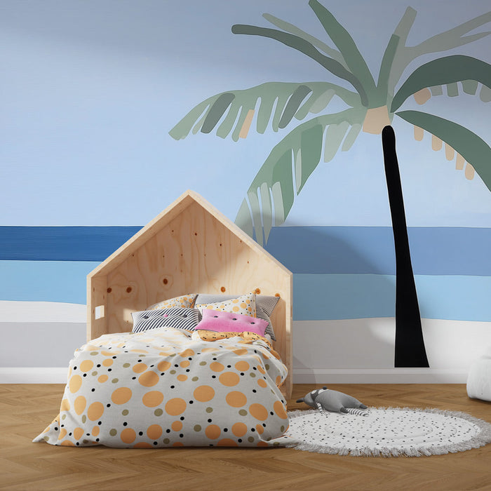 Tapete palm tree and sea | Soft pastel