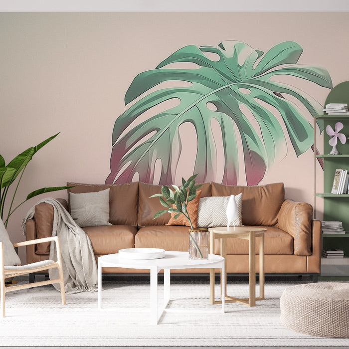 Mural Wallpaper palm tree | Monstera leaf with soft and modern tones
