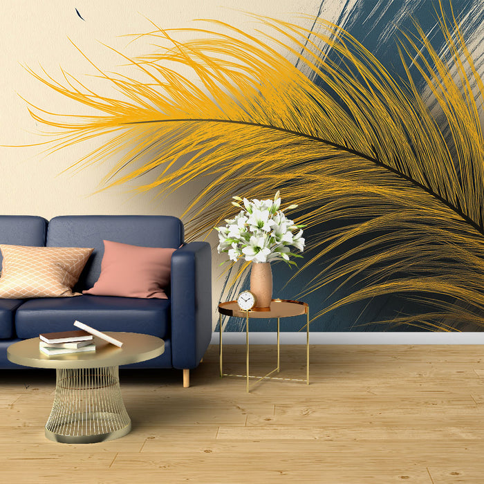 Papel de parede palmeira | Folha de palmeira amarela em fundo texturizado