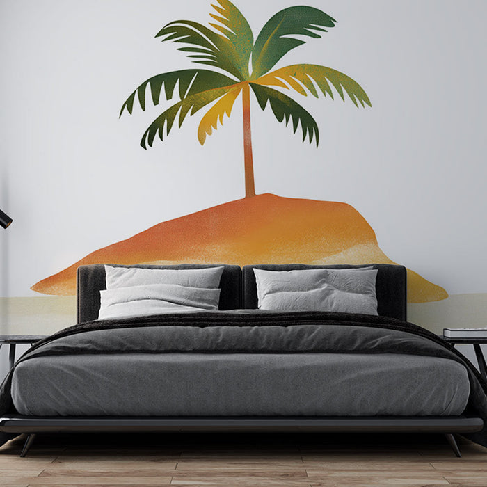 Fototapet palmetræ | Tropisk ø med palmetræ