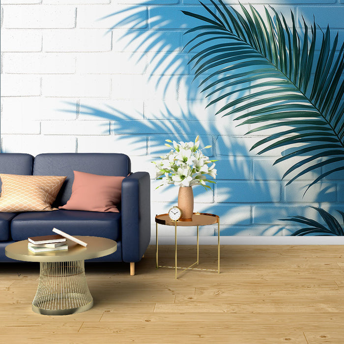 Tapetti palm tree | Trooppiset varjot valkoisella taustalla
