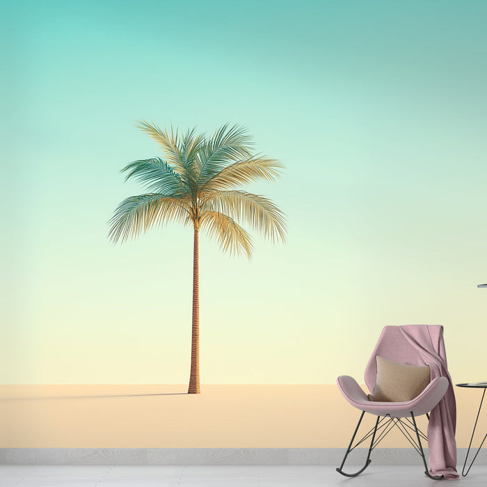 Mural Wallpaper palm tree | Solitary palm tree on gradient background