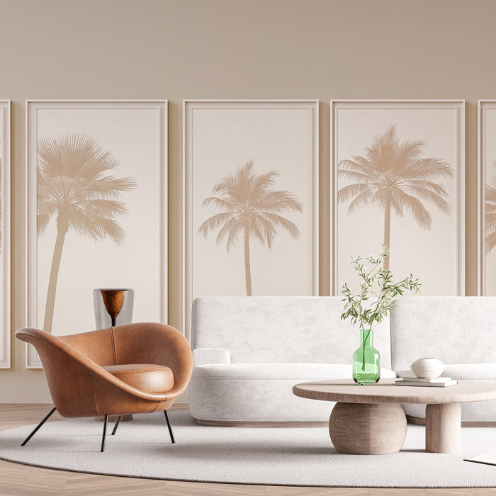 Tapete Palmen | Minimalistisches Palmenmotiv in neutralen Farbtönen