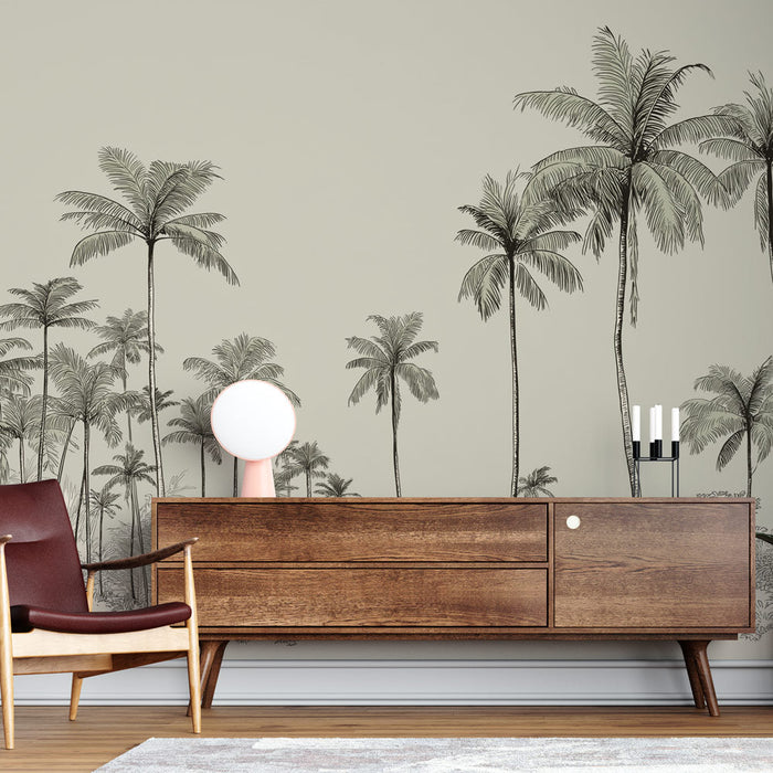 Tapete με φοίνικες | Σιλουέτες φοίνικα σε μια μαλακή φόντο