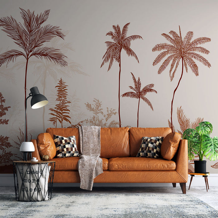 Fototapet palme | Tropski krajolik s toplim i prirodnim nijansama