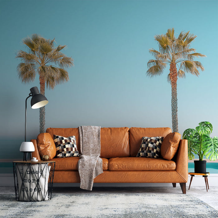 Fototapet palmträd | Semester vid havet med en fridfull vy