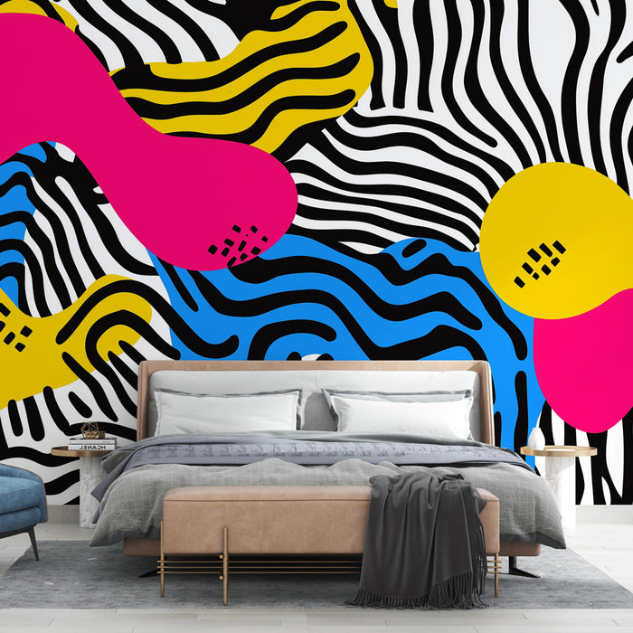 Abstract panoramic Mural Wallpaper | Shapes and bright colors