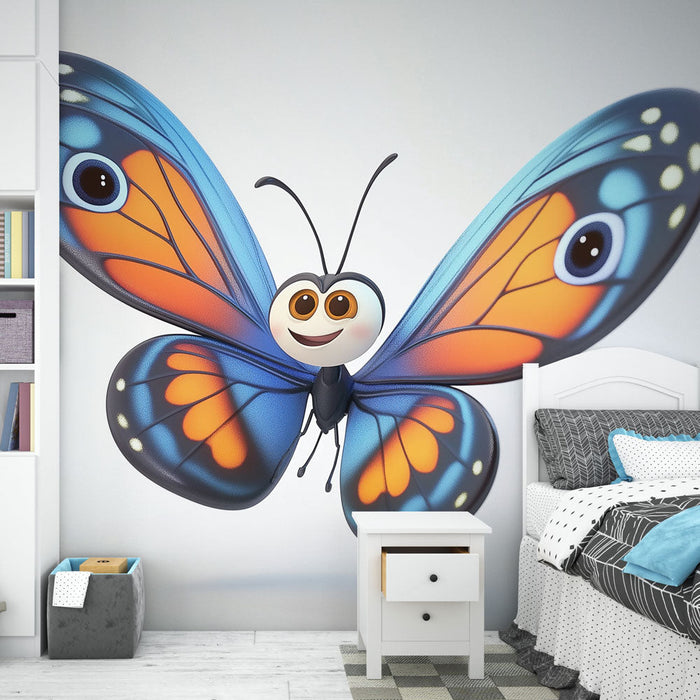 Tapete animierter Schmetterling | Bunter Schmetterling für Kinderzimmer