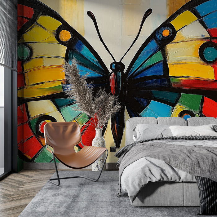 Colorful butterfly mural wallpaper | Abstract pattern of brightly colored butterfly