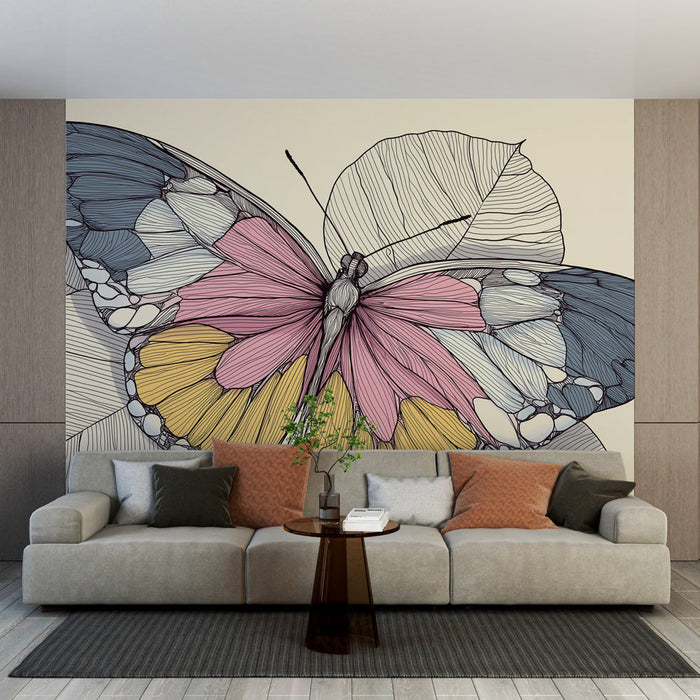 Fotótapé színes pillangóval | Pillangó szárnyakkal nyugtató háttérrel