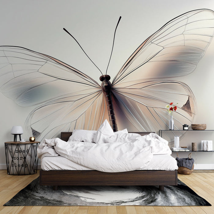 Mural Wallpaper butterfly | Elegant illustration of a butterfly in watercolor