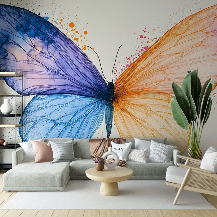 Mural Wallpaper butterfly | Artistic illustration of a butterfly with bright colors