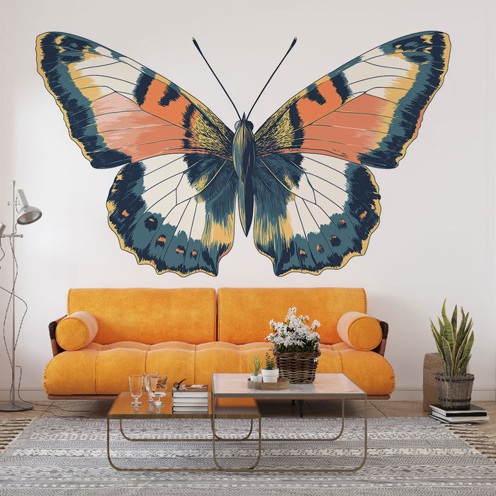 Mural Wallpaper butterfly | Artistic illustration of a violently stylized colorful butterfly