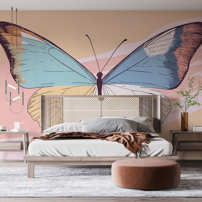 Mural Wallpaper butterfly | Artistic illustration of a colorful butterfly