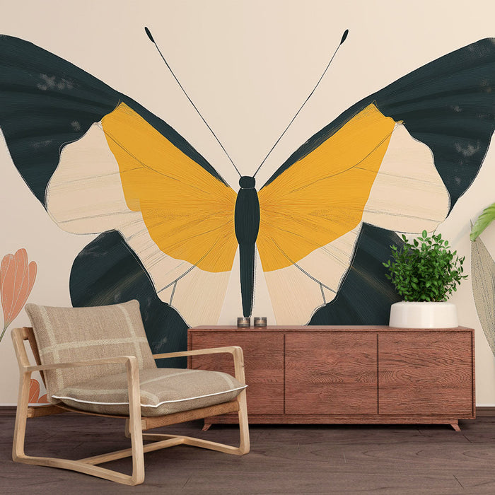 Mural Wallpaper butterfly | Colorful illustration of a butterfly with delicate floral patterns