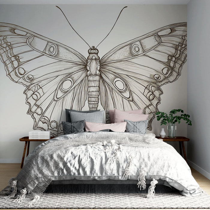 Papel pintado butterfly | Delicate illustration of a stylized butterfly in line