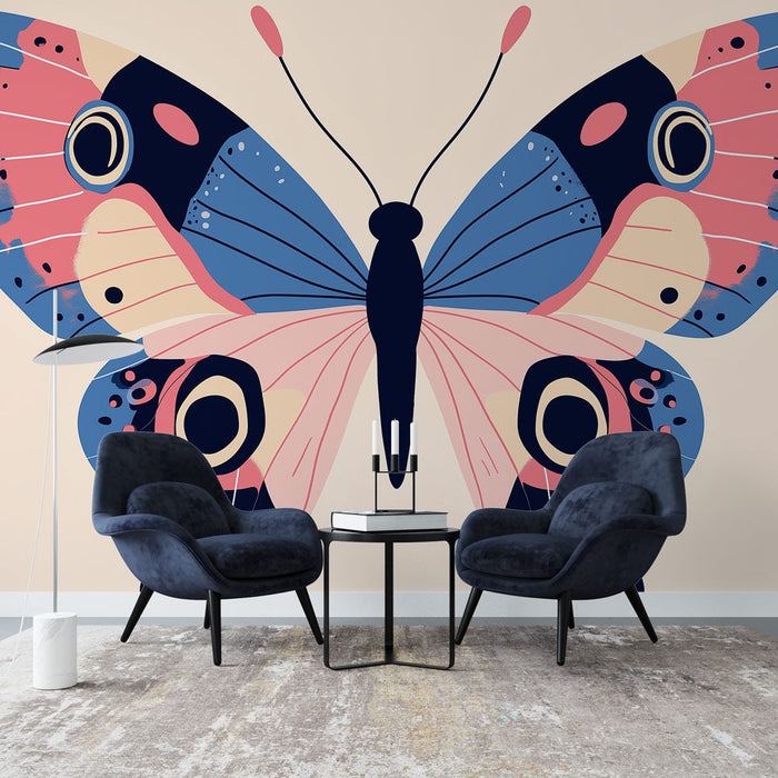 Mural Wallpaper butterfly | Artistic butterfly pattern with soft colors