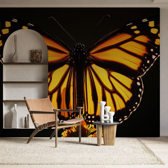 Mural Wallpaper butterfly | Butterfly pattern with orange and black wings