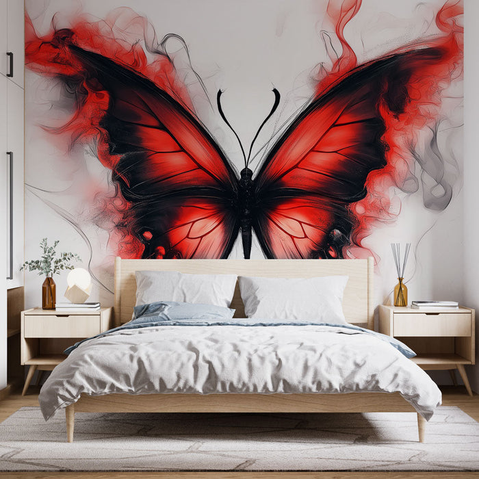 Papel de parede de borboleta vermelha | Borboleta estilizada com tons de vermelho e preto