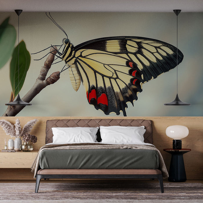 Mural Wallpaper butterfly | A delicate pattern of colorful butterfly on a soft background