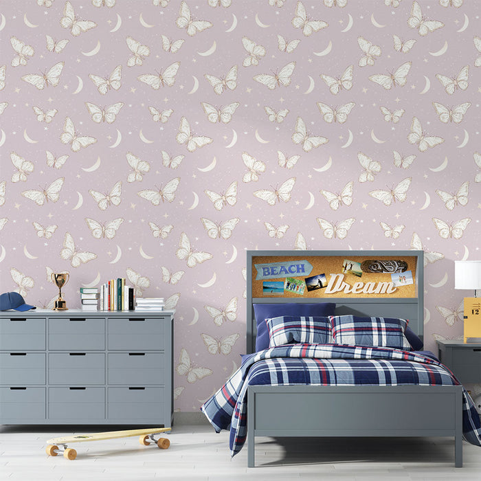 Tapete leptiri i mjeseci | Uzorak leptira na ljubičastoj pozadini