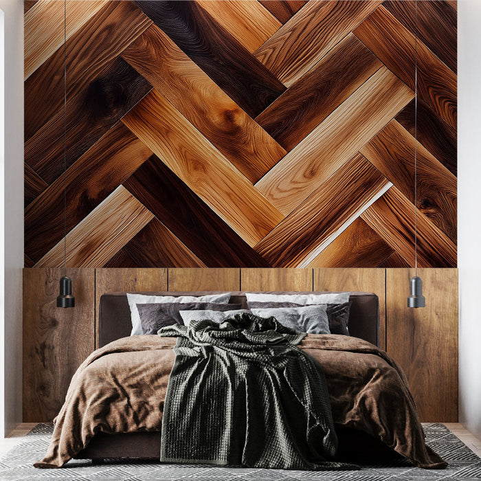 Tapetti puulattia parketti | Luonnollinen ja lämmin puukuvioinen kalanruotokuvio