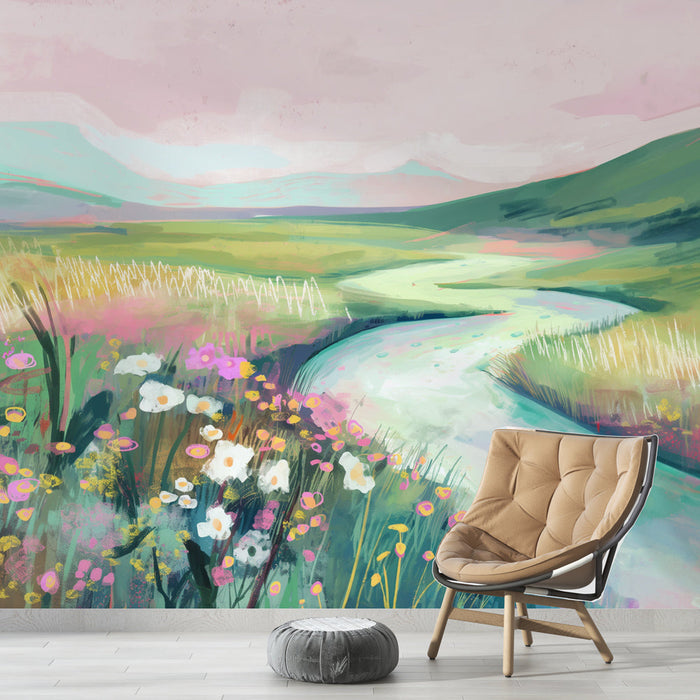 Tapeta pastel | Řeka a pláň