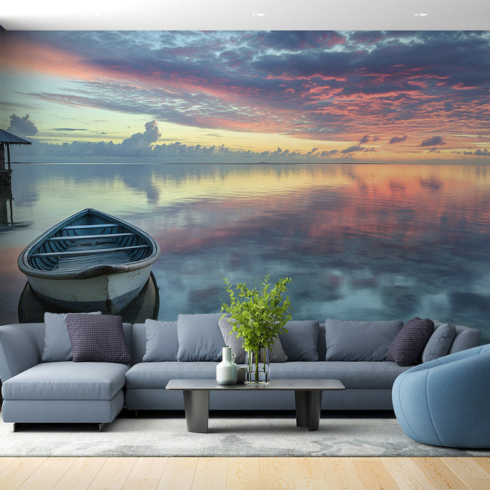 Landscape Mural Wallpaper | Boat and Turquoise Water