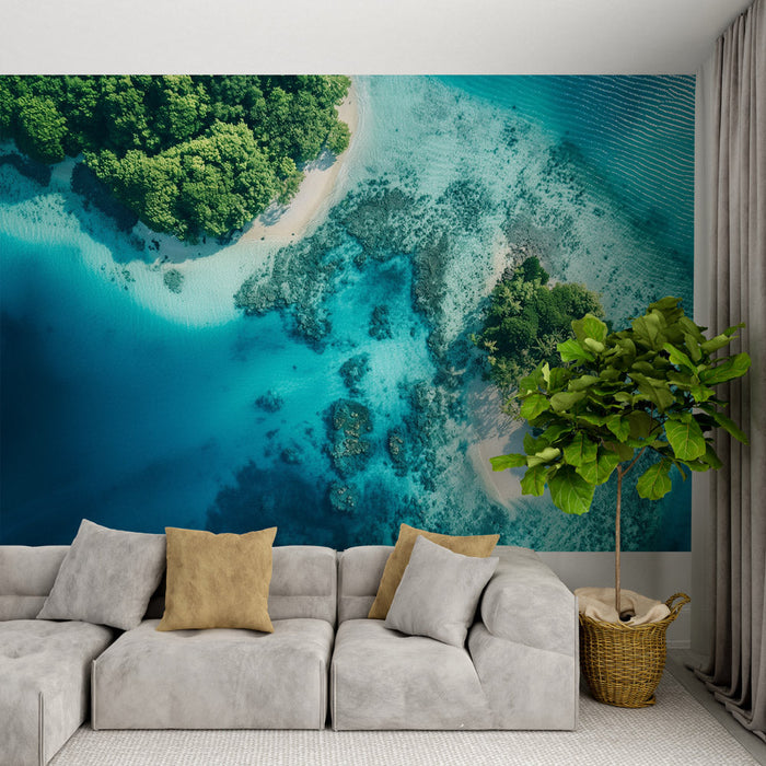 Landscape Mural Wallpaper | Paradise Island Aerial View