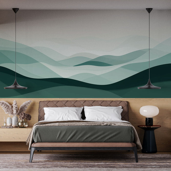 Mural Wallpaper abstract landscape | Softness of the green hills