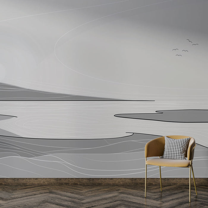 Fototapet abstraktne krajine | Mirna obzorja v odtenkih sive