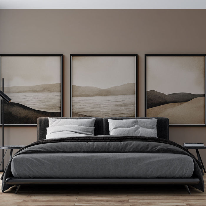 Tapetti abstrakti maisema | Maisemat beigen ja ruskean sävyissä