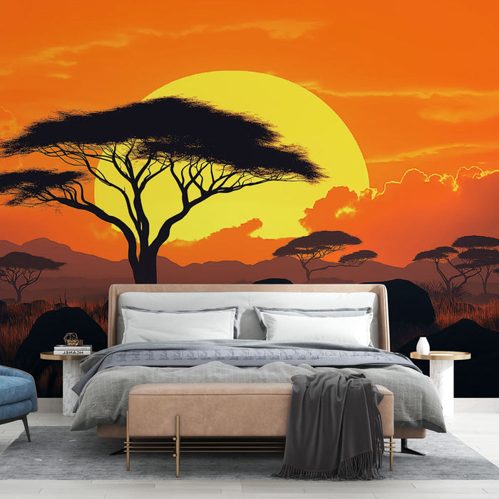 Tapeta African Landscape | Sunset in the Savannah