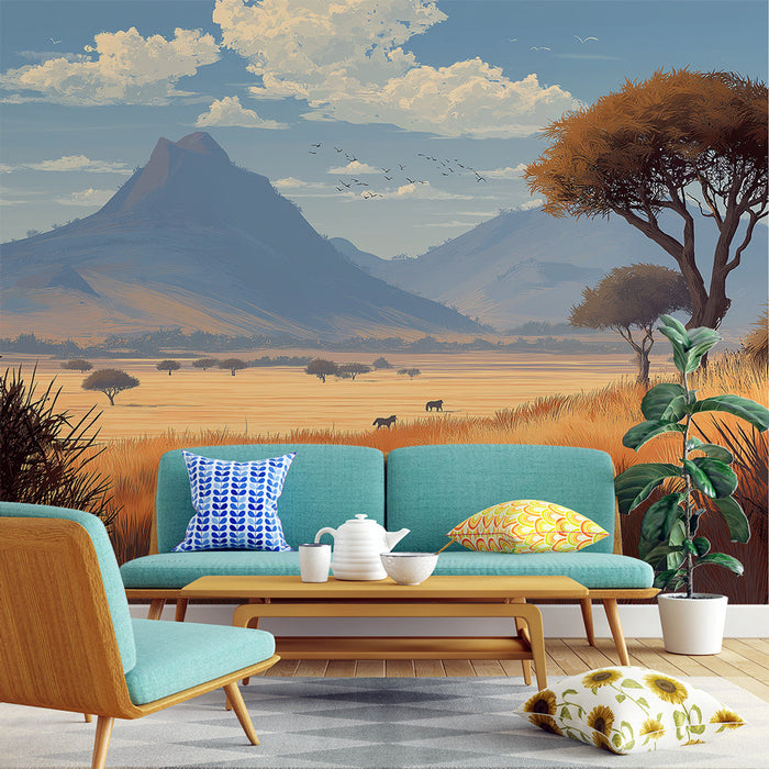 Tapetti Afrikkalainen maisema | Tasankojen laajuus ja vuorten mahtavat siluetit