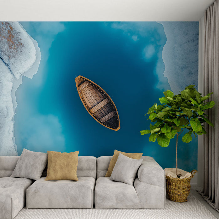 Ταπετσαρία τοπίου υδάτινου | Πλωτή βάρκα σε κρυστάλλινα νερά