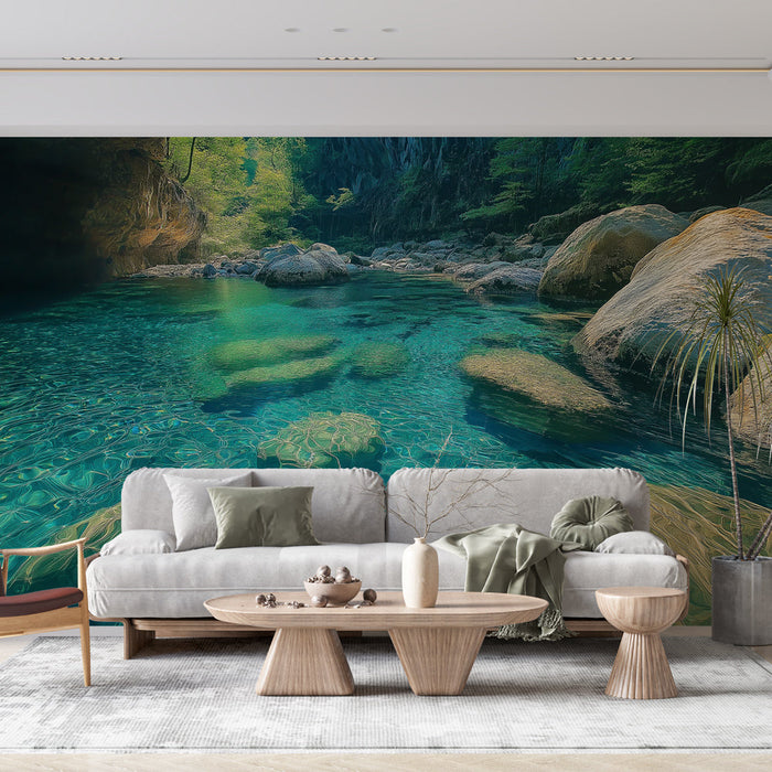 Fototapet akvatisk landskap | Krystallklart vann og fredelige steiner