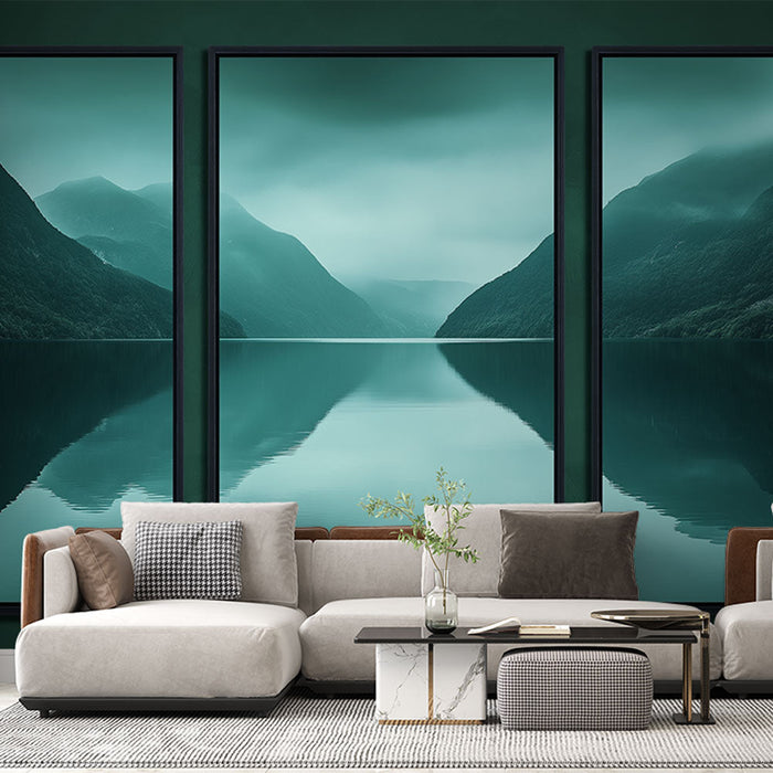 Tapet peisaj acvatic | Reflecții ale munților într-un lac liniștit