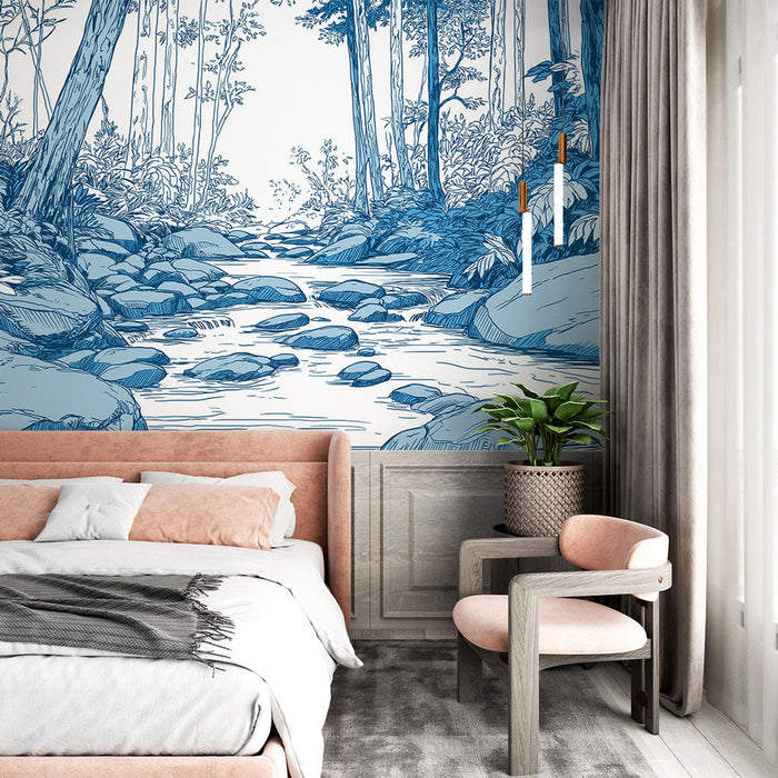 Tapete krajolik vodenog pejzaža | Mirna rijeka okružena bujnom vegetacijom