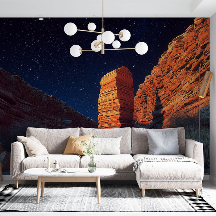 Fototapet torrt landskap | Canyon upplyst av stjärnorna