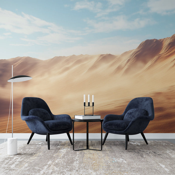 Tapet peisaj arid | Deșert cu nuanțe calde și cer senin