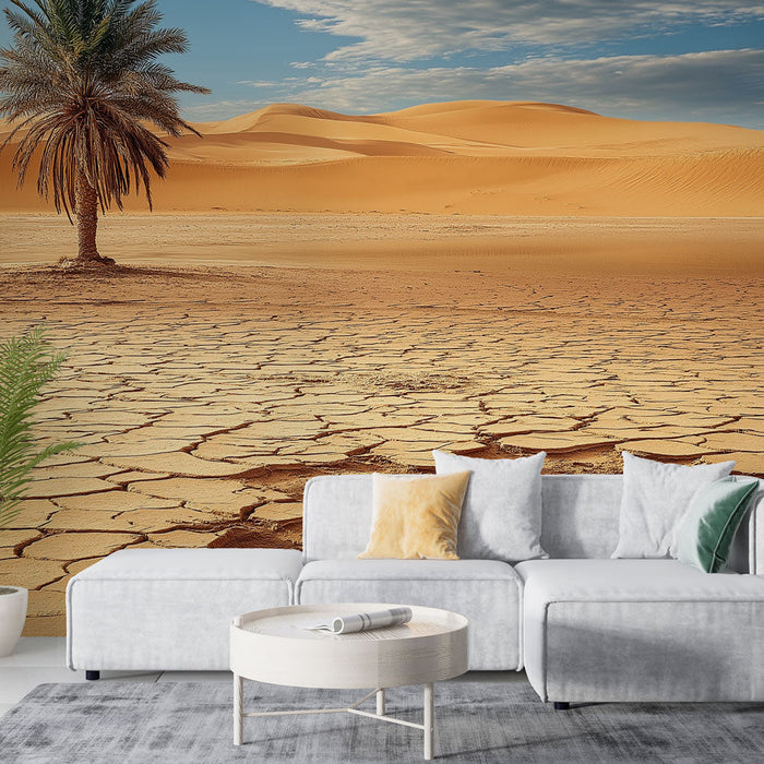 Zidna tapeta suhi krajolik | Zlatna pustinja i usamljena palma