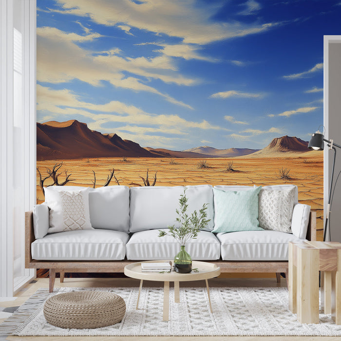 Mural Wallpaper arid landscape | Majestic desert under a blue sky