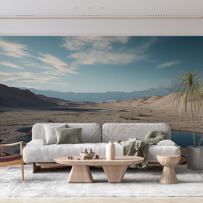 Tapet peisaj arid | Întinderi deșertice cu reflecții de apă