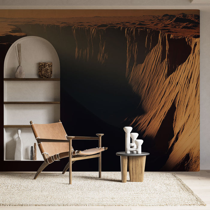 Foto Behang arid landscape | Majestueuze klif en diepe schaduwen